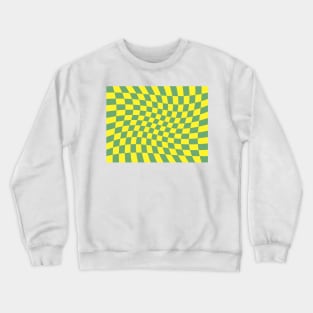 Twisted Checkered Square Pattern - Yellow & Fern Green Crewneck Sweatshirt